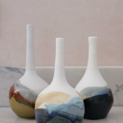 Caroline Oden Ceramics Landscape Bud Vases