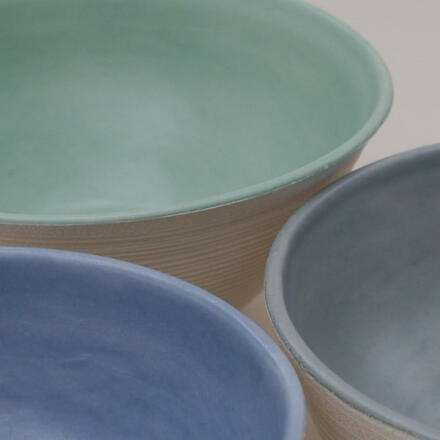 Three porcelain bowls by Bronwen Corral
