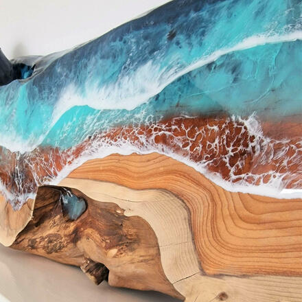 Wood and resin art piece by Kelly Vincent