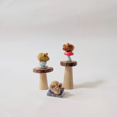 Creature Crafts: Miniature Mouse Ornaments made using needle felting.