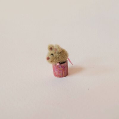 Creature Crafts: Miniature mouse ornament on a ceramic mug all handmade
