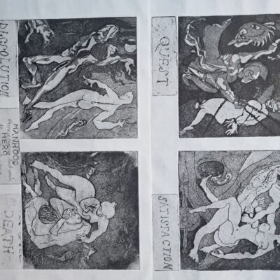 Anne Keleny: Etching series: Four mythical subjects (Perseus and Andromeda, Mars & Venus, Diana & Actaeon, Orpheus & Eurydicet
