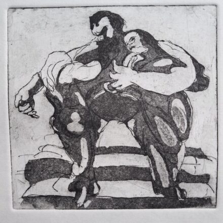 Etching: The Warrior's Return (Procne and Philomela greet their father, King Pandion of Athens)