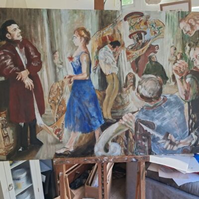 Anne Keleny: Oil Painting: The Delivery of the Tapestry