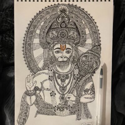 Prajakta Jyoti: Hanuman - pen drawing