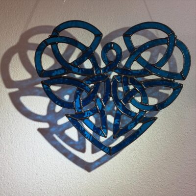Purple Urchin Glass: Celtic heart knot, copper foiled stained glass