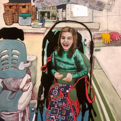 Melissa Mostyn: "Relentless," 2022. Mixed media and acrylic, paper collage