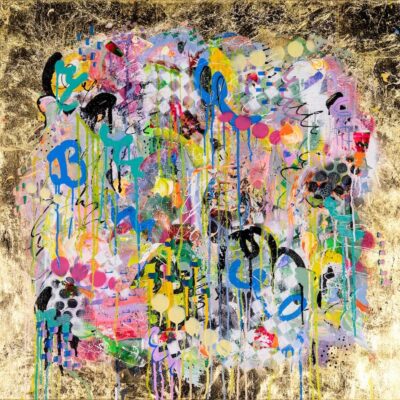 Statement abstract art: "A Big Cuddle" - 80cm x 80cm with a tray frame.