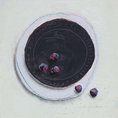 Ali Mackie: Paper Plates Collection - Hide & Seek - abstract still life and botanical painting