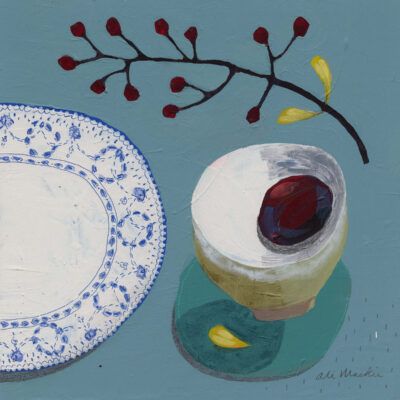 Ali Mackie: Wreaths Collection - Let's Sit Together - abstract still life and botanical painting