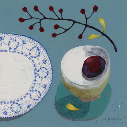 Wreaths Collection - Let's Sit Together - abstract still life and botanical painting