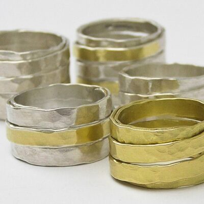 Anna K Baldwin: Anna K Baldwin Wrapped rings in silver and 18ct gold