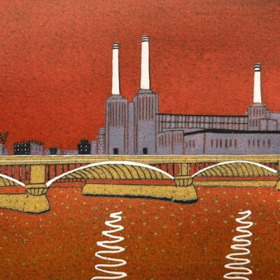 Nathalie Pymm: 'Battersea Power Station' an original handpulled lino print