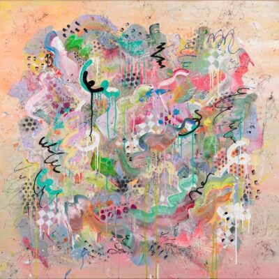 Statement abstract art: "Beautiful Movements" - 100cm x 100cm with a tray frame
