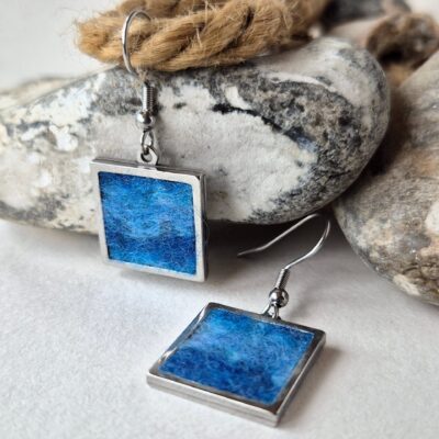 Heidi Fenn: Blue merino felt dangle earrings