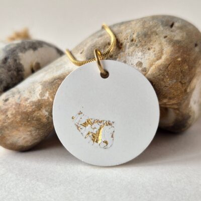 Heidi Fenn: White concrete pendant with gold leaf