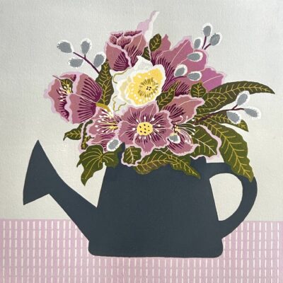 Nathalie Pymm: 'Hellebores' an original handpulled lino print