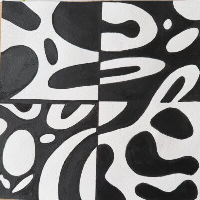 Sandra Ann Phillips: ‘Black & White’.  Inspired by Bauhaus - my own free hand design in Acrylic