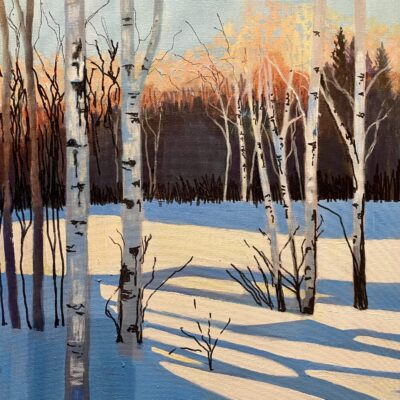 Diane Large: Winter Trees – acrylic on canvas