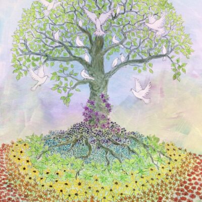 Madeleine Fletcher: Tree of Peace.    Acrylic