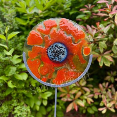Sam Burke: Glass art garden stake - perfect to add extra colour to your garden.