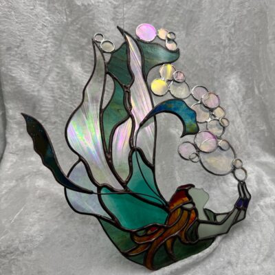 Purple Urchin Glass: Aeolian, copper foiled stained glass
