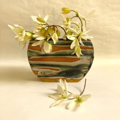 Sally Dorrity: round vase, stoneware, dry green glaze