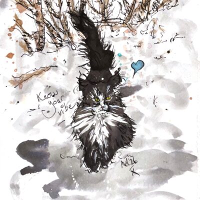 Mel Cairns (i.am.melc): Painting of black & white cat with a quote