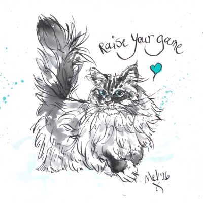 Mel Cairns (i.am.melc): Fluffy cat with the quote Raise Your Game