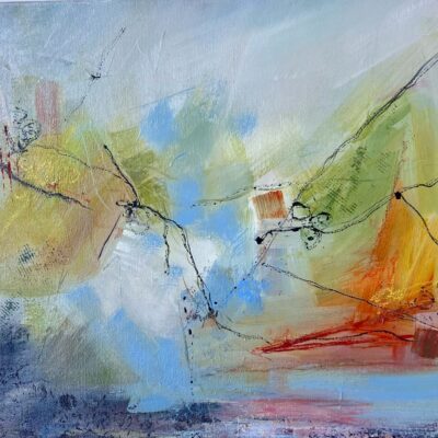 Karen Joy: "Breath Between Lines" acrylic on box canvas : £320