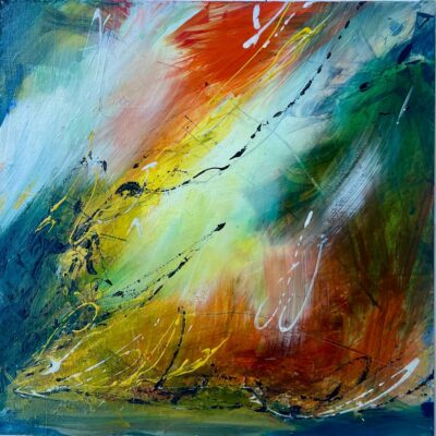 Karen Joy: " Where Colour Breaks the Silence" framed acrylic on board : £190