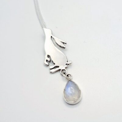 Liz Dee: Moon Gazing Hare Pendant with Moonstone
