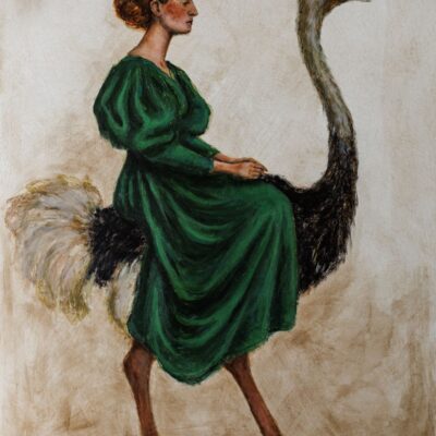 Agnieszka Cereda: 'Ostrich' acrylic on board 2025
