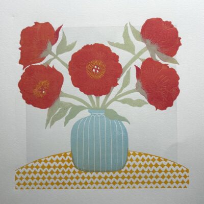 Nathalie Pymm: 'Quintet in Red' an original handpulled lino print