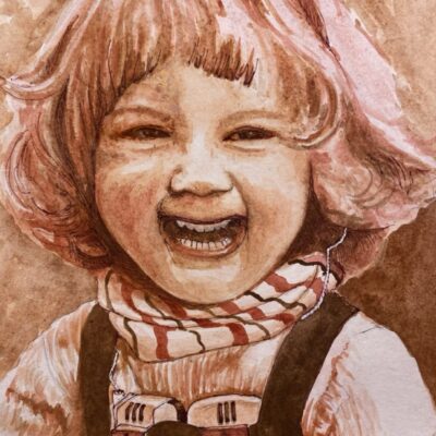 Melissa Mostyn: "Self-portrait as a young girl," 2023. Mixed-media drawing