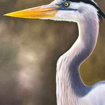 Michael Navarro: 'The Herons Watch' - Oil on wood.