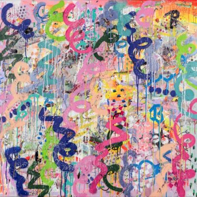 Statement abstract art: "Time to Escape" - 100cm x 100cm in a tray frame