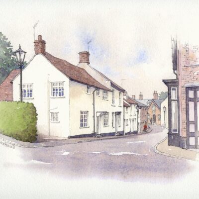John Whitehead: Well Street, one of the old Buckingham streets, which curves below the steep hill on which the parish church stands.