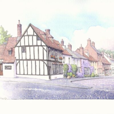 John Whitehead: A part of Buckingham's High Street which is usually full of parked cars - I've omitted them and so titled the picture 'What, no cars?'.