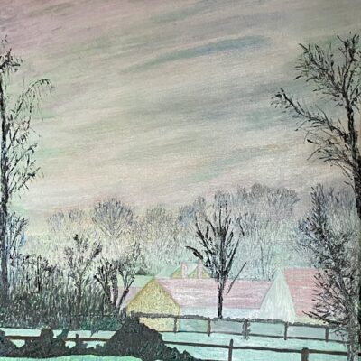 Nigel Hawthorn: Winter in Padbury - oil on canvas