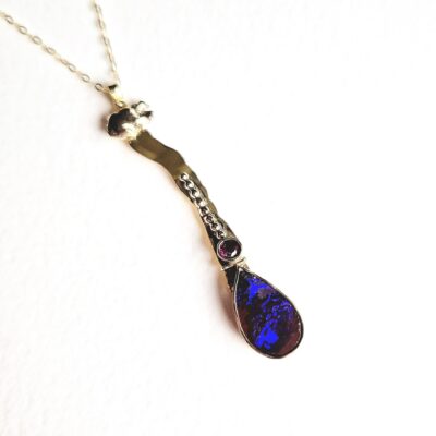 Chloe Romanos: 'The Path' Necklace, gold, tourmaline and boulder opal, Chloe Romanos