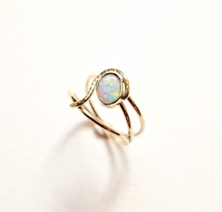 'Swan' Ring, gold and opal, Chloe Romanos