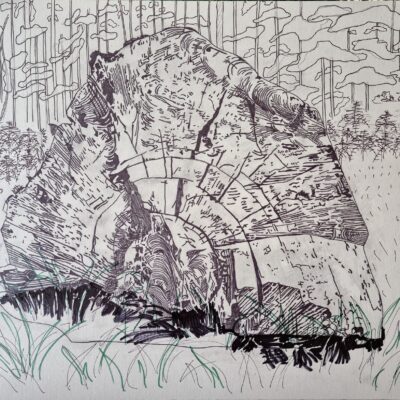 Vonnie Raw (a.k.a. Cogbeetle art): Tree #3 Lino - work in progress