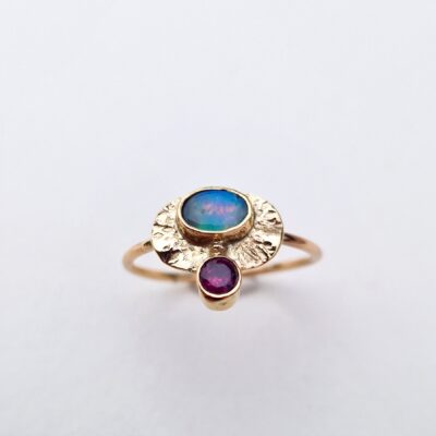 Chloe Romanos: 'Mycenae' Ring, gold, opal and tourmaline, Chloe Romanos