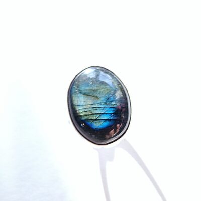 Chloe Romanos: 'Sky' ring, silver and labradorite, Chloe Romanos