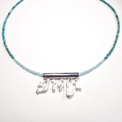 Chloe Romanos: 'Melt Me' Necklace, silver, amazonite and turquoise beads, Chloe Romanos