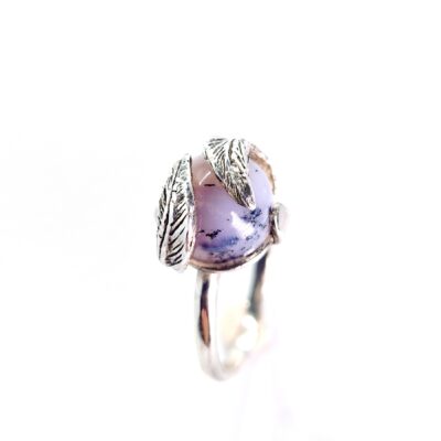 Chloe Romanos: 'Feathers around the World' Ring, silver and dendritic agate, Chloe Romanos