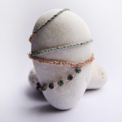 Izabela Rocks - Crochet Jewellery: Rose Gold Filled Long Necklace With Emerald