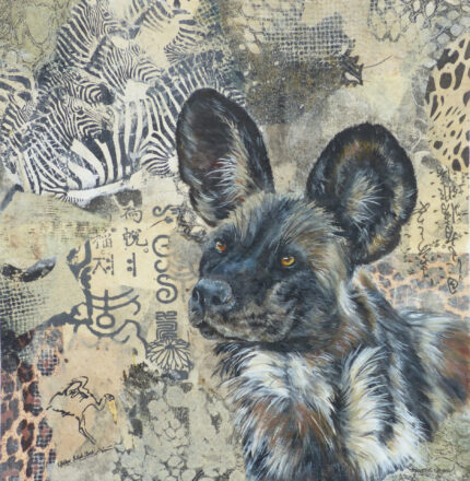 African Painted Dog at Manna Pools Mixed Media Collage