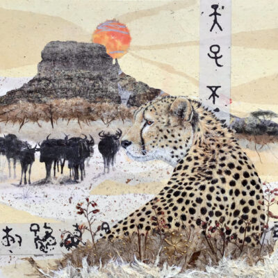 Linda Travers Smith: Cheetah at Entabeni Mixed Media Collage